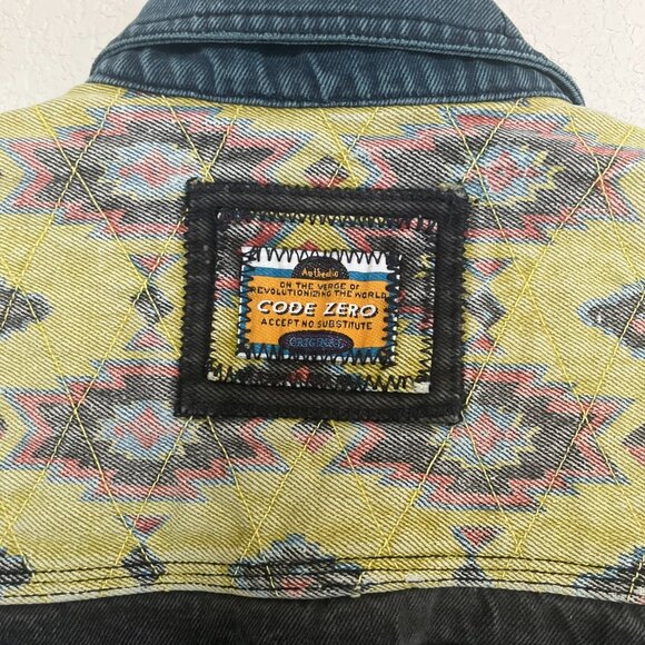 Code Zero Bomber Jean Jacket w Southwestern Design - Women's Large - Picture 5 of 5